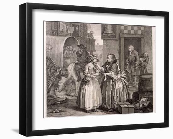 Innocence Betrayed, or the Journey to London, Plate I of the Harlot's Progress, 1732-William Hogarth-Framed Giclee Print
