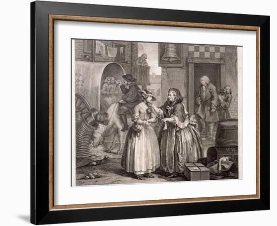 Innocence Betrayed, or the Journey to London, Plate I of the Harlot's Progress, 1732-William Hogarth-Framed Giclee Print