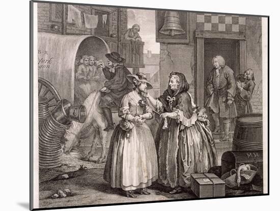Innocence Betrayed, or the Journey to London, Plate I of the Harlot's Progress, 1732-William Hogarth-Mounted Giclee Print