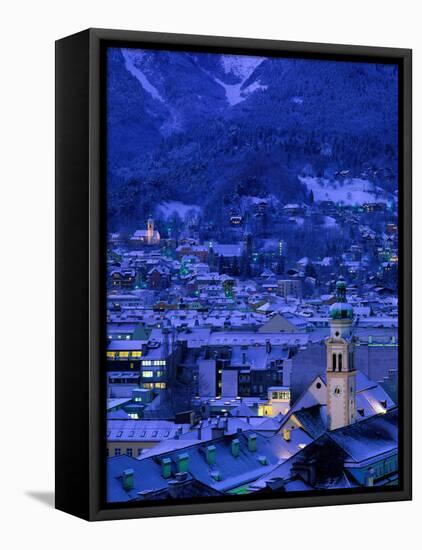 Innsbruck at Night, Austria-Walter Bibikow-Framed Premier Image Canvas