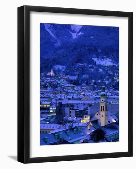 Innsbruck at Night, Austria-Walter Bibikow-Framed Photographic Print
