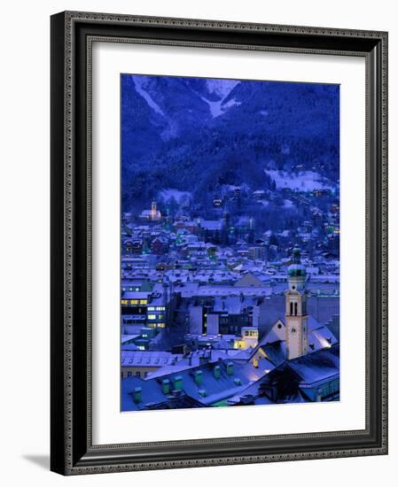 Innsbruck at Night, Austria-Walter Bibikow-Framed Photographic Print
