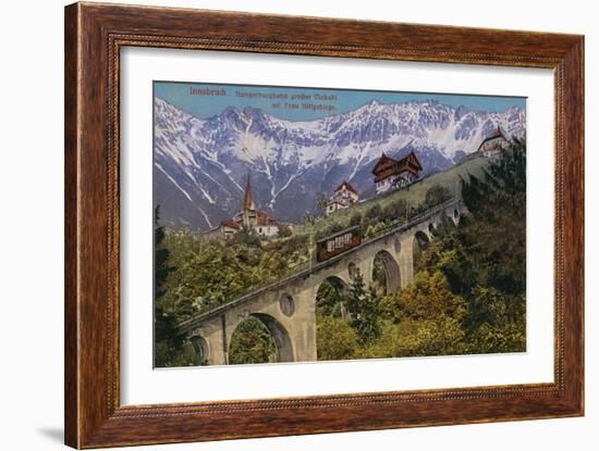 Innsbruck - Funicular Railway and Viaduct. Postcard Sent in 1913-Austrian Photographer-Framed Giclee Print