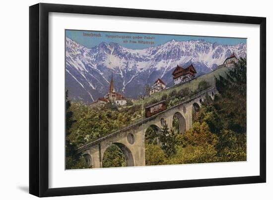 Innsbruck - Funicular Railway and Viaduct. Postcard Sent in 1913-Austrian Photographer-Framed Giclee Print