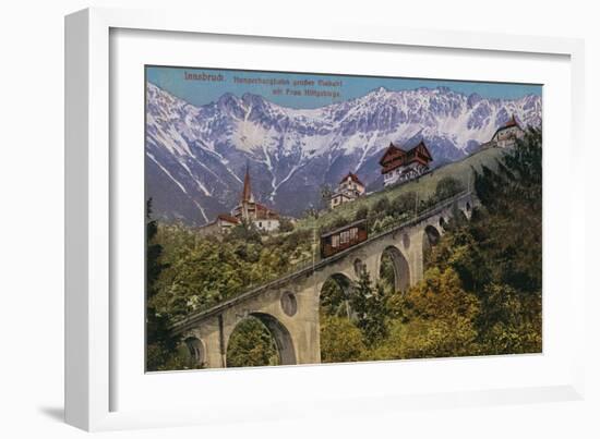 Innsbruck - Funicular Railway and Viaduct. Postcard Sent in 1913-Austrian Photographer-Framed Giclee Print