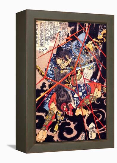 Ino Hayata Hironao Grappling with the Monster-Kuniyoshi Utagawa-Framed Premier Image Canvas