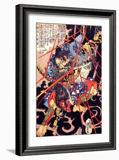 Ino Hayata Hironao Grappling with the Monster-Kuniyoshi Utagawa-Framed Giclee Print