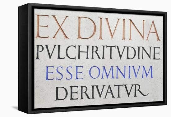 Inscription 'Ex Divina Pulchritudine'-Eric Gill-Framed Premier Image Canvas