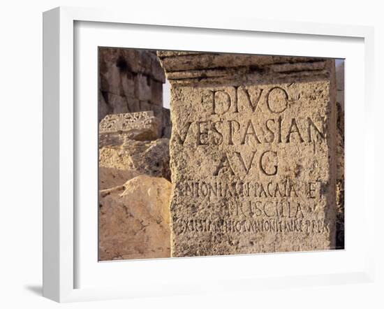 Inscription on Stone in the Great Court, Lebanon, Middle East-Fred Friberg-Framed Photographic Print