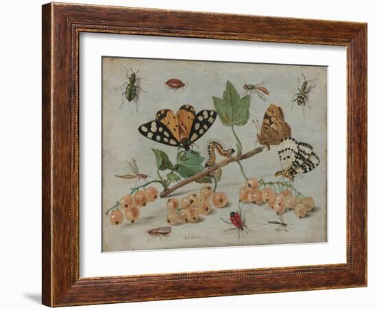 Insects and Fruit, c.1660-5-Jan Van, The Elder Kessel-Framed Giclee Print