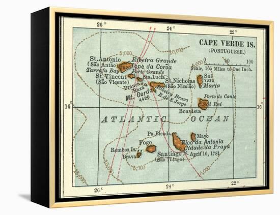 Inset Map of Cape Verde Islands (Portuguese)-Encyclopaedia Britannica-Framed Stretched Canvas