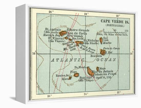 Inset Map of Cape Verde Islands (Portuguese)-Encyclopaedia Britannica-Framed Stretched Canvas