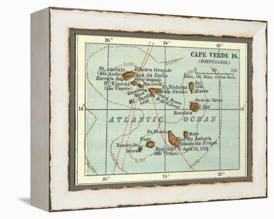 Inset Map of Cape Verde Islands (Portuguese)-Encyclopaedia Britannica-Framed Stretched Canvas