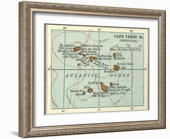 Inset Map of Cape Verde Islands (Portuguese)-Encyclopaedia Britannica-Framed Art Print