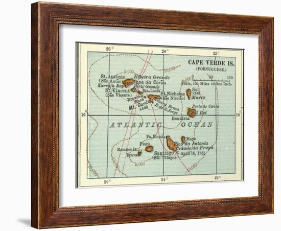 Inset Map of Cape Verde Islands (Portuguese)-Encyclopaedia Britannica-Framed Art Print