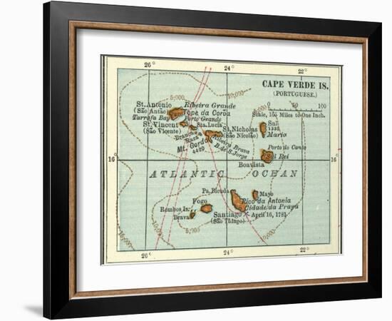 Inset Map of Cape Verde Islands (Portuguese)-Encyclopaedia Britannica-Framed Art Print