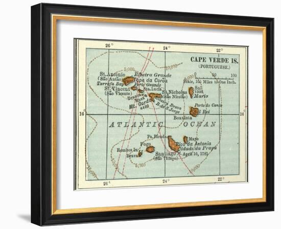 Inset Map of Cape Verde Islands (Portuguese)-Encyclopaedia Britannica-Framed Art Print