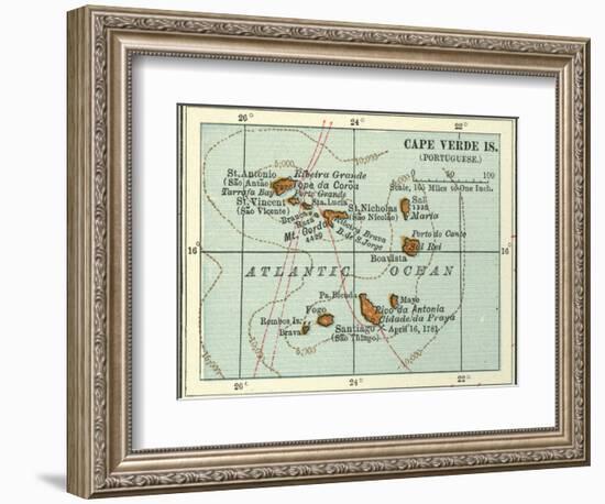 Inset Map of Cape Verde Islands (Portuguese)-Encyclopaedia Britannica-Framed Art Print