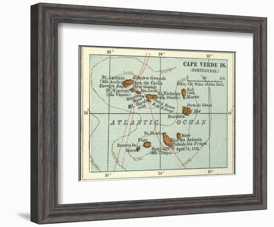 Inset Map of Cape Verde Islands (Portuguese)-Encyclopaedia Britannica-Framed Art Print