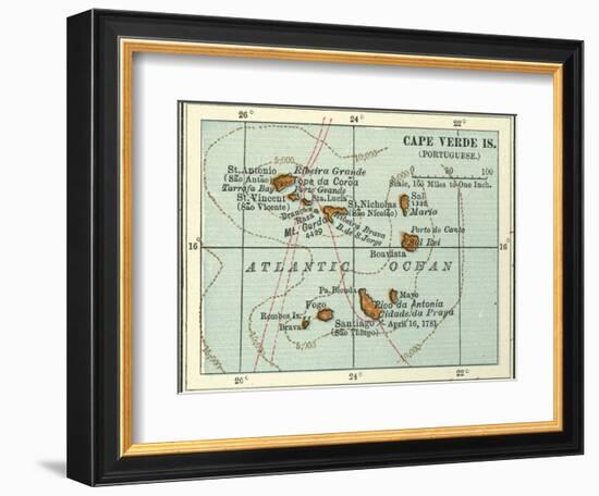 Inset Map of Cape Verde Islands (Portuguese)-Encyclopaedia Britannica-Framed Art Print