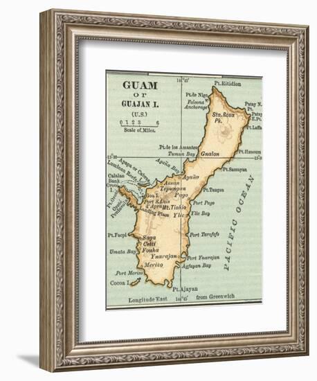 Inset Map of Guam or Guajan Island (Us)-Encyclopaedia Britannica-Framed Art Print