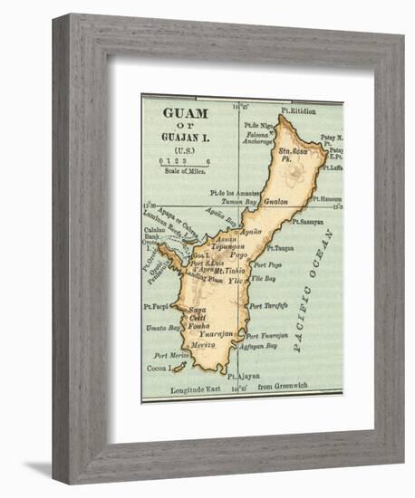 Inset Map of Guam or Guajan Island (Us)-Encyclopaedia Britannica-Framed Art Print