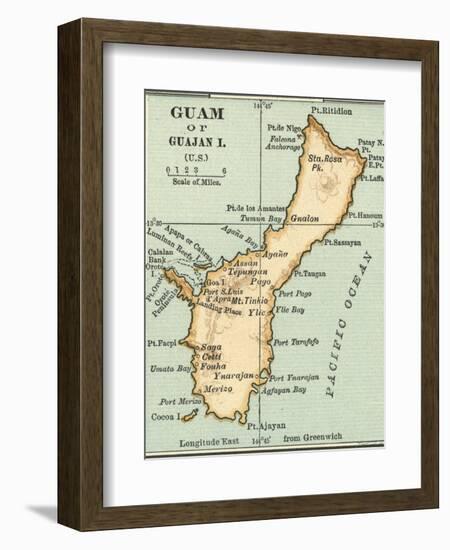 Inset Map of Guam or Guajan Island (Us)-Encyclopaedia Britannica-Framed Art Print