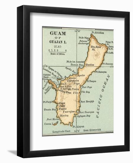 Inset Map of Guam or Guajan Island (Us)-Encyclopaedia Britannica-Framed Art Print