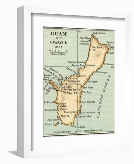 Inset Map of Guam or Guajan Island (Us)-Encyclopaedia Britannica-Framed Art Print