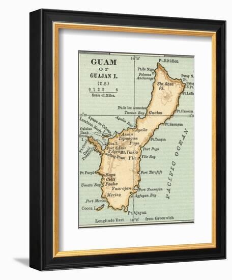 Inset Map of Guam or Guajan Island (Us)-Encyclopaedia Britannica-Framed Art Print