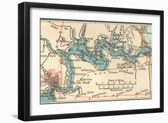 Inset Map of Jacksonville, Florida-Encyclopaedia Britannica-Framed Art Print