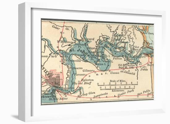 Inset Map of Jacksonville, Florida-Encyclopaedia Britannica-Framed Art Print