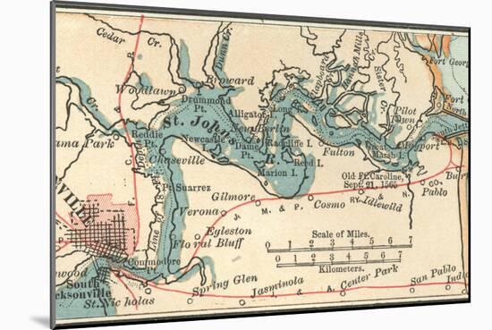 Inset Map of Jacksonville, Florida-Encyclopaedia Britannica-Mounted Art Print