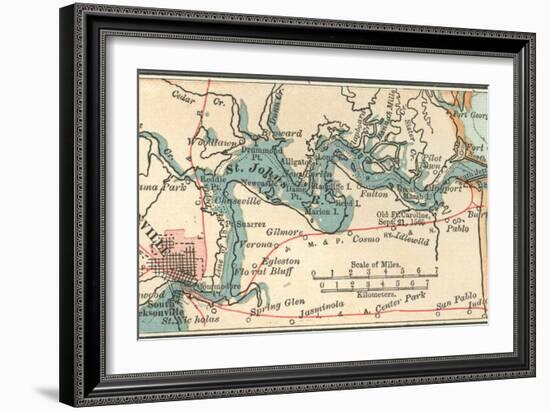 Inset Map of Jacksonville, Florida-Encyclopaedia Britannica-Framed Art Print