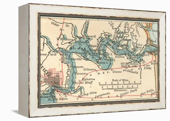 Inset Map of Jacksonville, Florida-Encyclopaedia Britannica-Framed Stretched Canvas