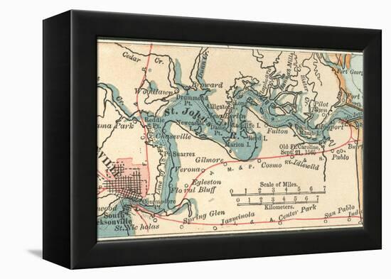 Inset Map of Jacksonville, Florida-Encyclopaedia Britannica-Framed Stretched Canvas