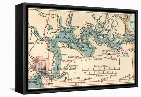 Inset Map of Jacksonville, Florida-Encyclopaedia Britannica-Framed Stretched Canvas