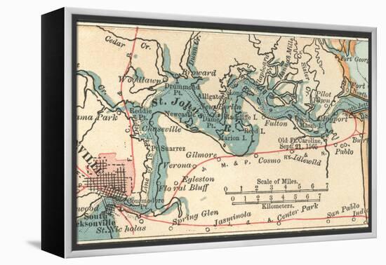 Inset Map of Jacksonville, Florida-Encyclopaedia Britannica-Framed Stretched Canvas