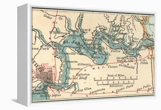 Inset Map of Jacksonville, Florida-Encyclopaedia Britannica-Framed Stretched Canvas