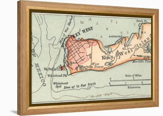 Inset Map of Key West Island, Florida-Encyclopaedia Britannica-Framed Stretched Canvas