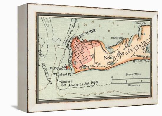 Inset Map of Key West Island, Florida-Encyclopaedia Britannica-Framed Stretched Canvas