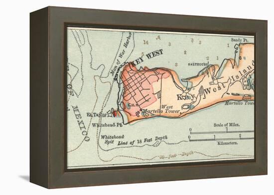 Inset Map of Key West Island, Florida-Encyclopaedia Britannica-Framed Stretched Canvas