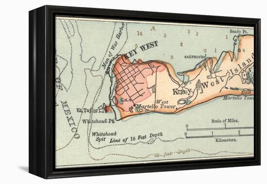 Inset Map of Key West Island, Florida-Encyclopaedia Britannica-Framed Stretched Canvas