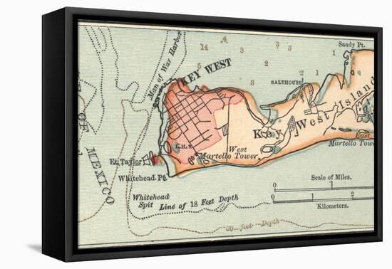 Inset Map of Key West Island, Florida-Encyclopaedia Britannica-Framed Stretched Canvas