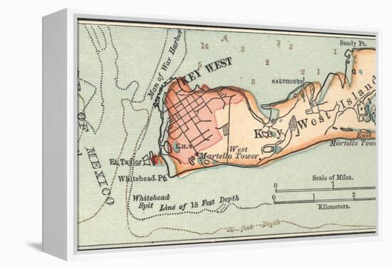 Inset Map of Key West Island, Florida-Encyclopaedia Britannica-Framed Stretched Canvas