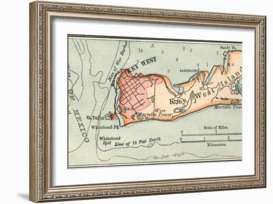 Inset Map of Key West Island, Florida-Encyclopaedia Britannica-Framed Art Print