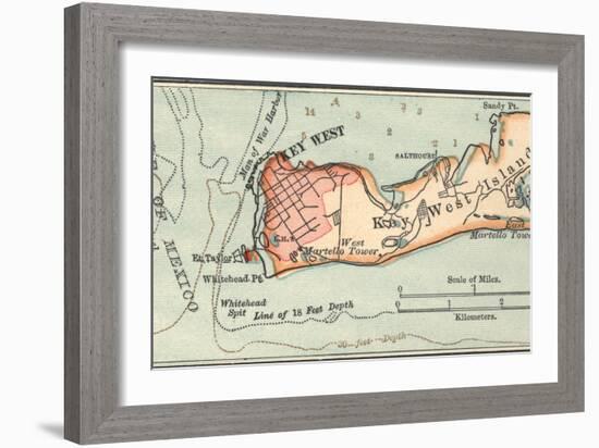 Inset Map of Key West Island, Florida-Encyclopaedia Britannica-Framed Art Print