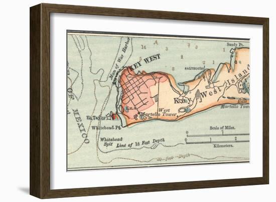 Inset Map of Key West Island, Florida-Encyclopaedia Britannica-Framed Art Print