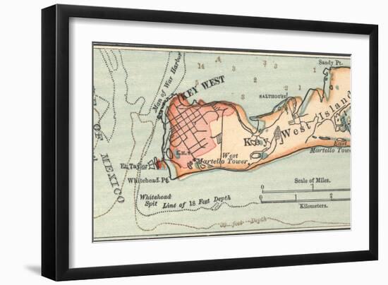 Inset Map of Key West Island, Florida-Encyclopaedia Britannica-Framed Art Print