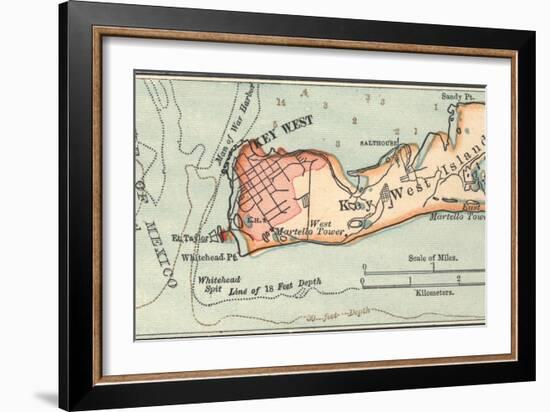 Inset Map of Key West Island, Florida-Encyclopaedia Britannica-Framed Art Print